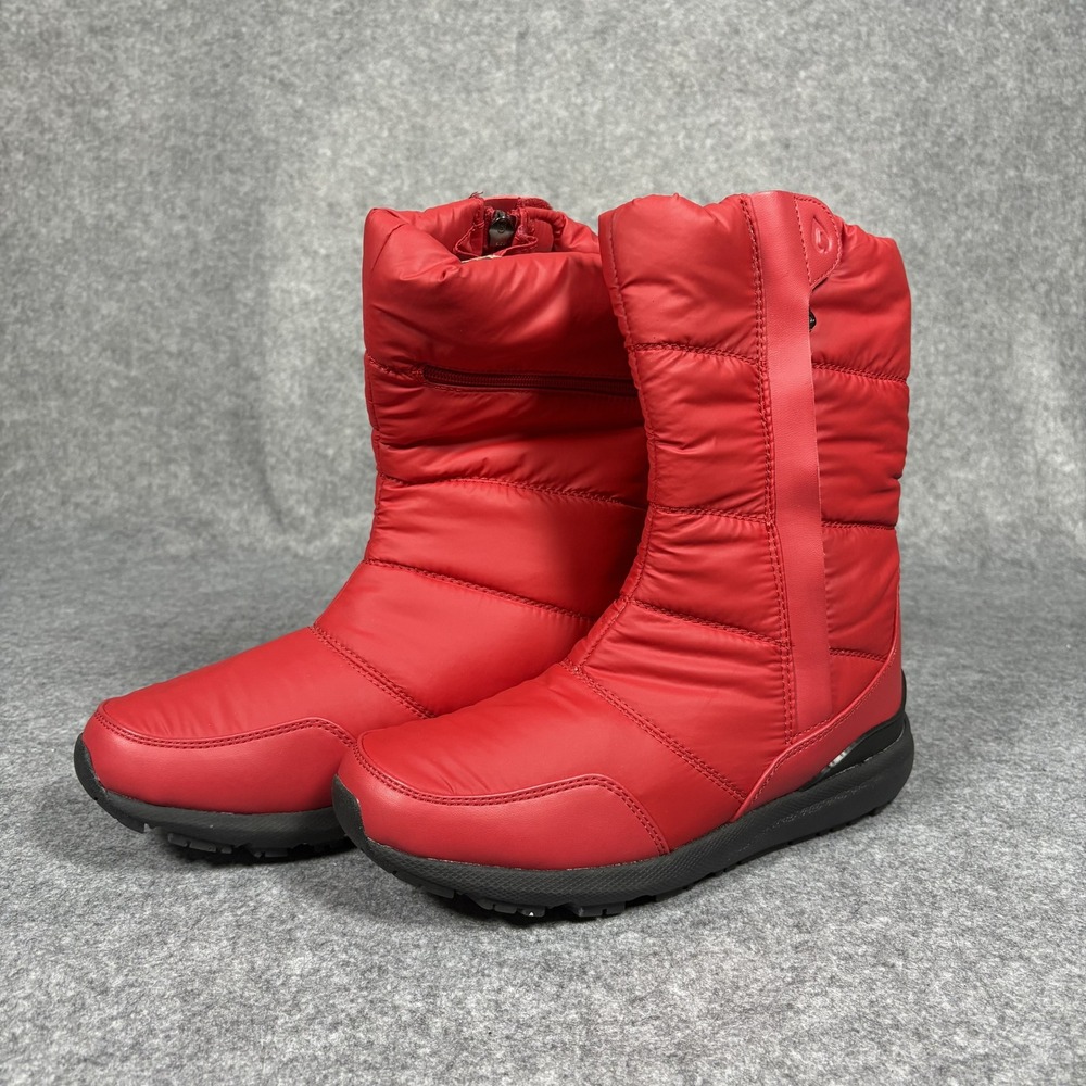 Sporto Style Active Snow Boots 7.5W Red Quilted Faux Fur Lined Wide Width